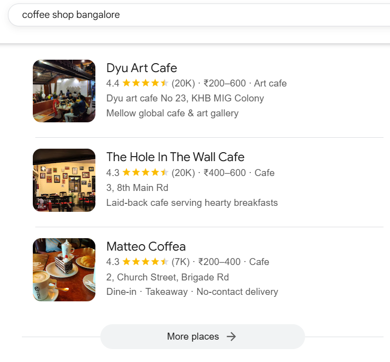 Google Local Pack Example