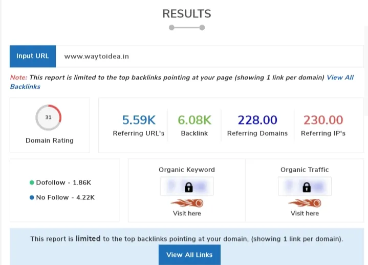 SmallSEOtools Backlink checker, Backlink report for waytoidea.in, Lots of Backlinks